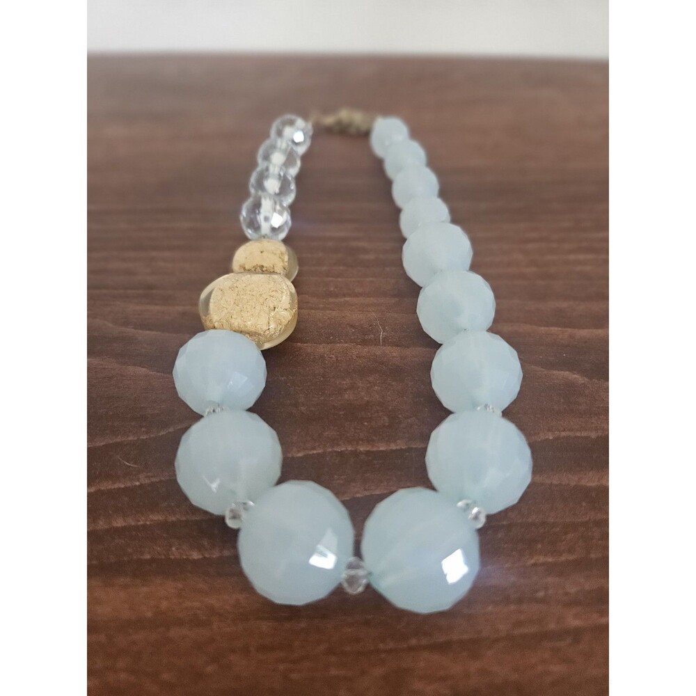 RJ GRAZIANO Chunky Blue Gold Bead Pave Accent Necklace 18" -22"